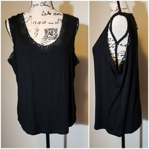 NEW Charter Club Black Lace Top Edges of Tank